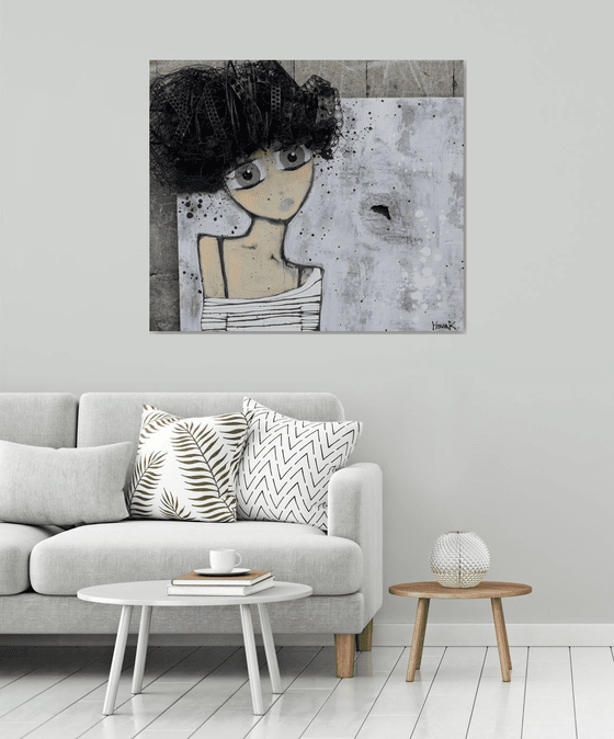 Girl Emerging From the Canvas