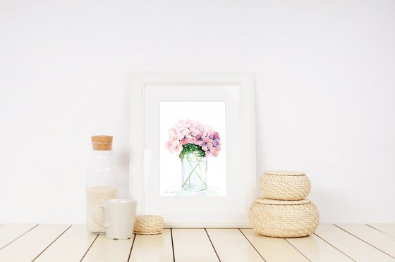 Pink Flowers in a Glass Jar