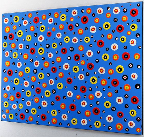 abstract acrylic painting on material canvas with bright colors "colored candies" unique work Alessandro Butera