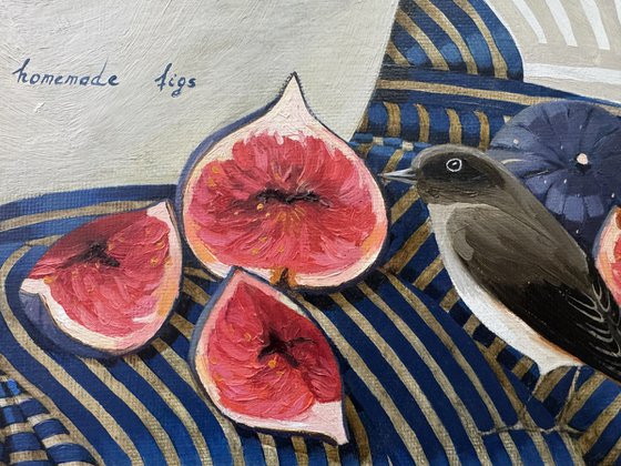 Still life with birds and figs