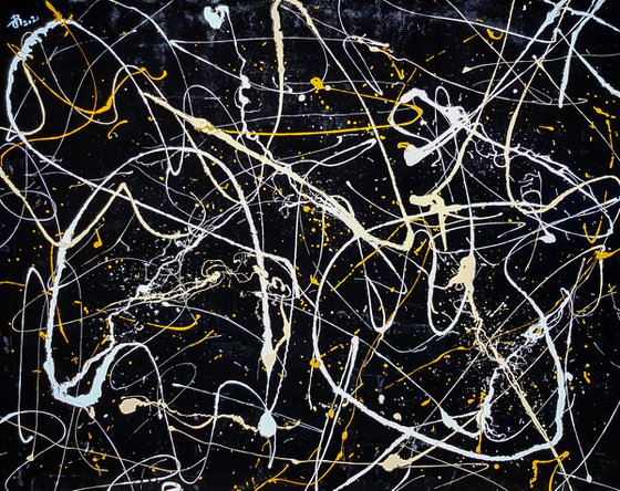 - VOK N-5 - (H)96x(W)120 cm. Style of JACKSON POLLOCK. Abstract Expressionism Painting