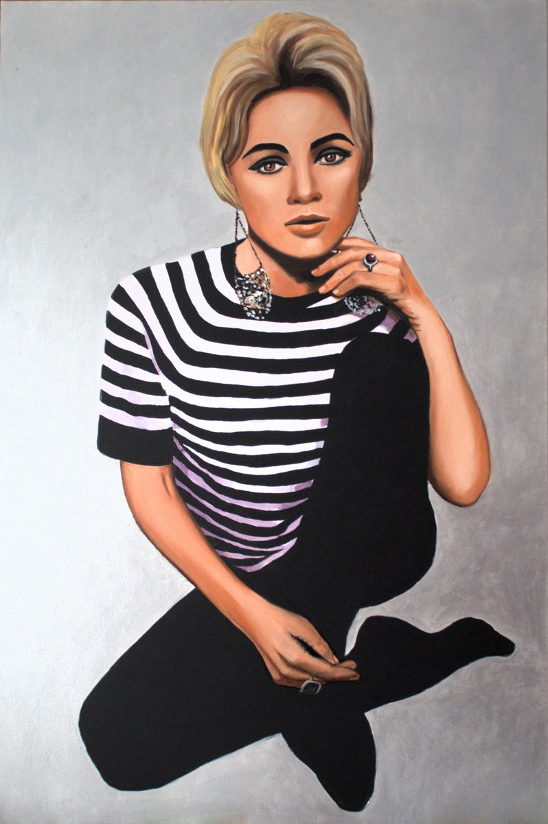 Urban And Pop Portrait Oil Painting By Mathew Halpin, 31 X 47", Edie Sedgwick As Andy Warhol, Original Artwork