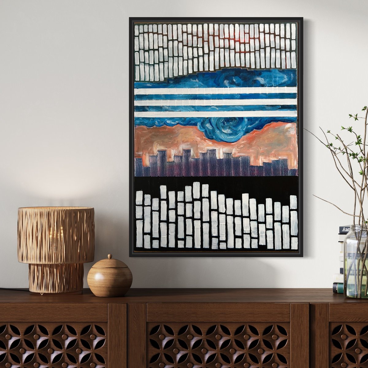 Abstract Acrylic Painting By Samantha Malone, 20 X 28", Sand Storm, Original Artwork