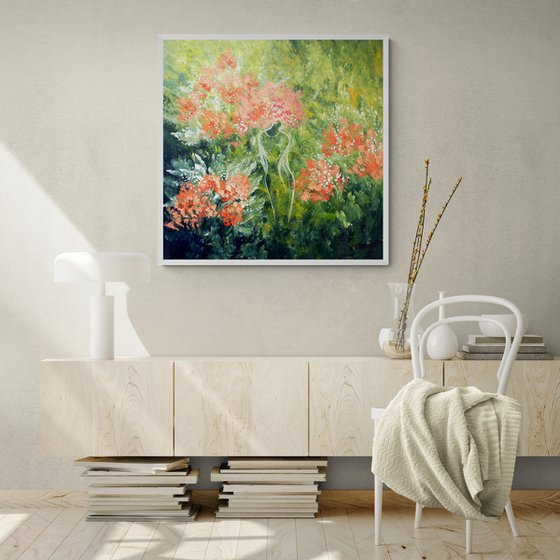 Abstract Woman's Body Silhouette in flowers painting