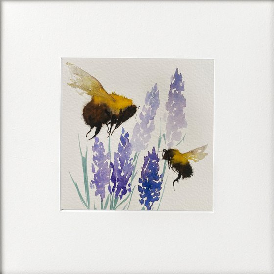 Bees & Lavender framed