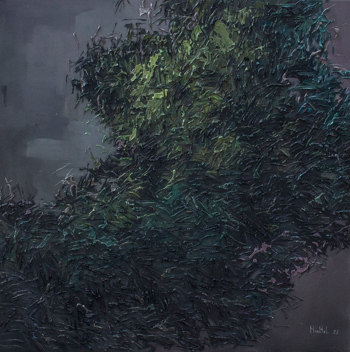 Organic Botanical Oil Painting By Olena Horhol, 24 X 24", Flowering 64, Original Artwork