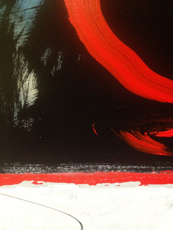 Red , white , black - original acrylic on canvas