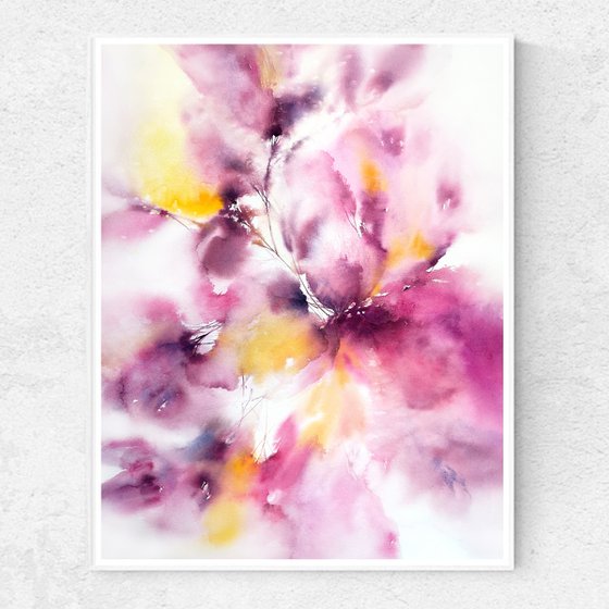 Purple abstract floral painting Amore mio