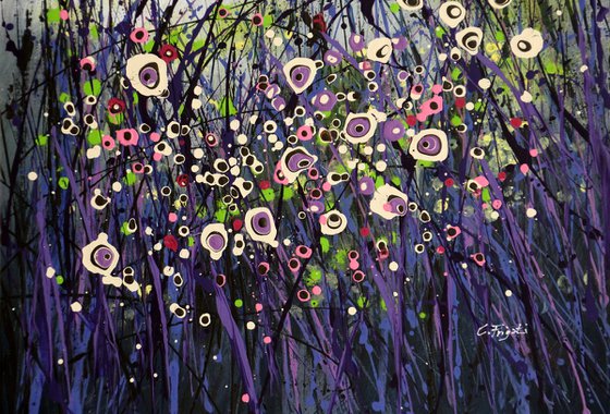 "Charm Of The Dusk" #1 -  Original abstract floral landscape