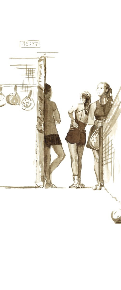 Girld waiting for padel drawing by Anastassia Markovskaya