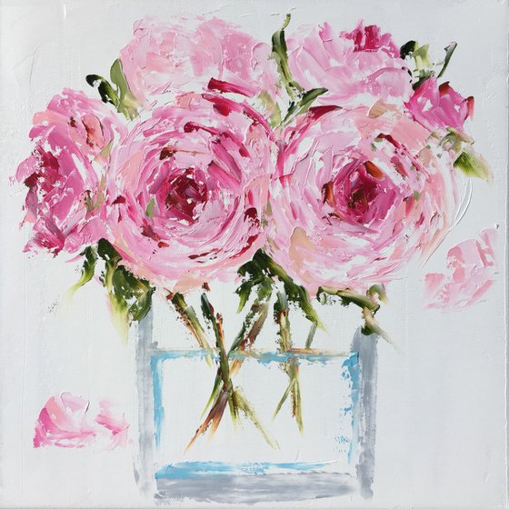 Vase of Peonies 14"x14"