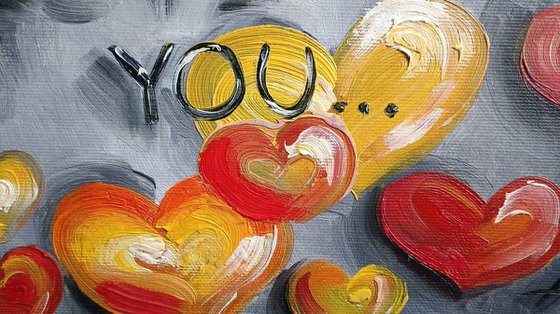 For my love - love you, hearts, oil painting, love, lovers, heart, for woman, gift for lovers, in love