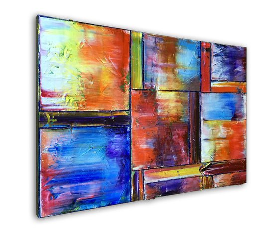 "Meant To Be" - Save $600 As A Series - Original Extra Large PMS Abstract Triptych Oil Paintings On Canvas and Wood - 60" x 44"