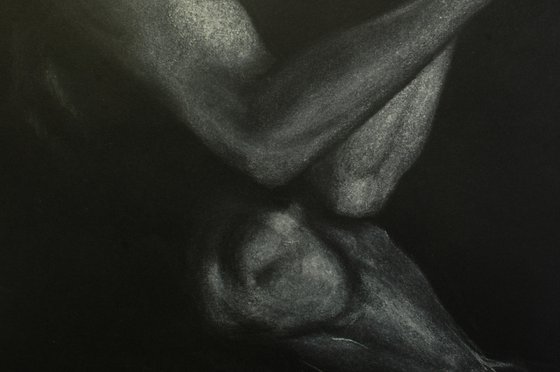Nude study. Dry pastel drawing.