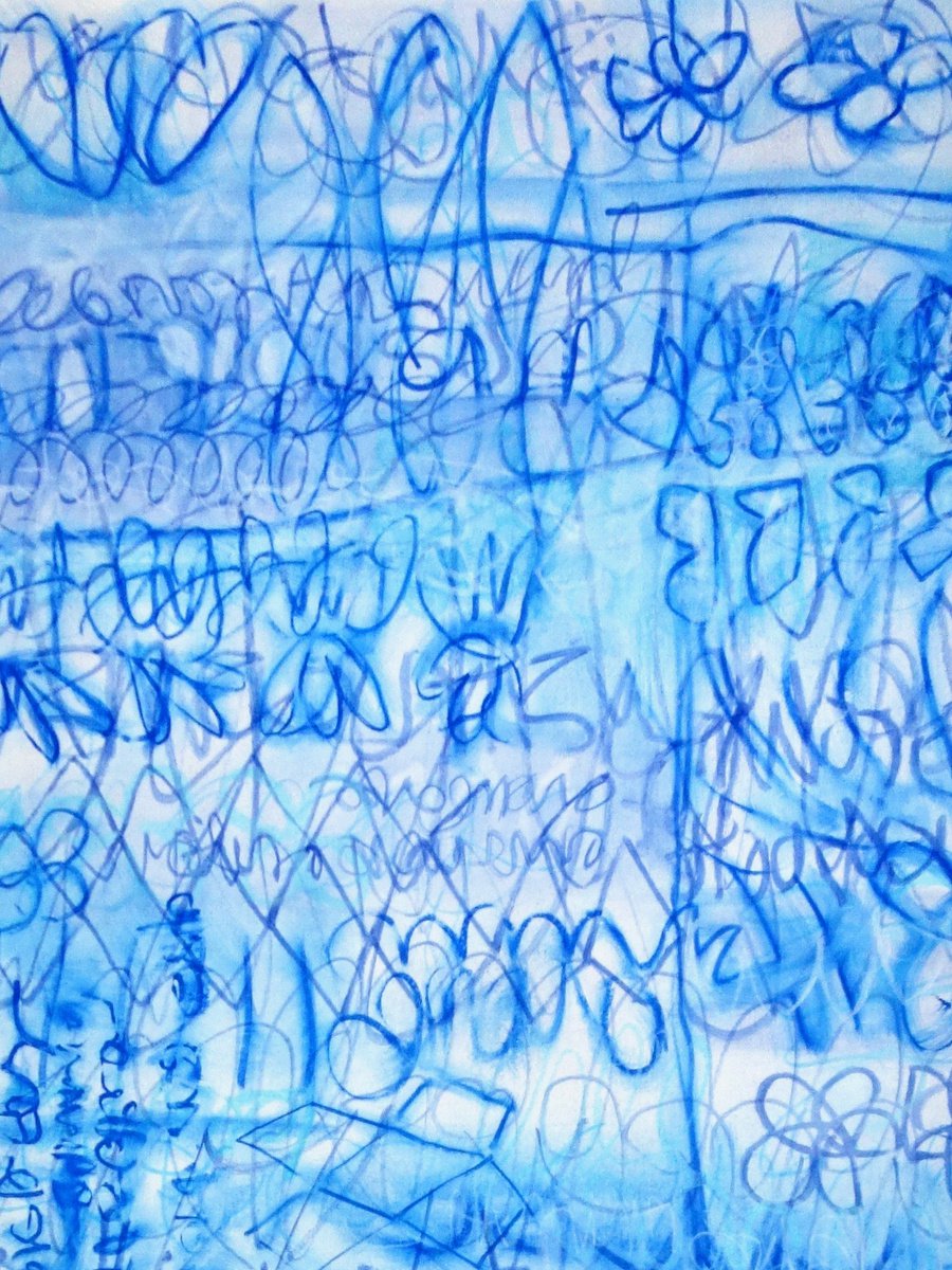 Abstract Acrylic Painting By Michelle Louis, 25 X 32", Blue Five, Original Artwork