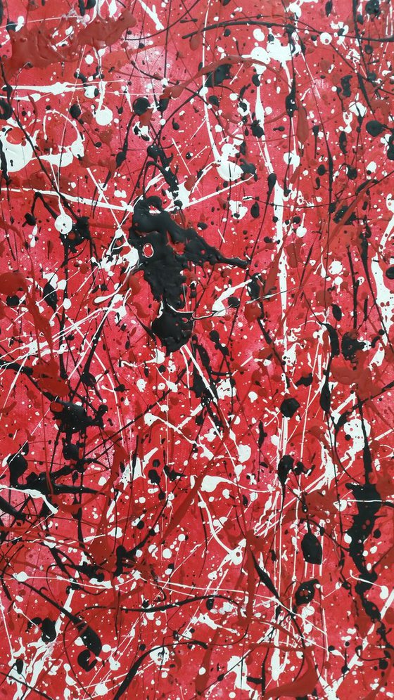 ABSTRACT JACKSON POLLOCK style ACRYLIC PAINTING ON CANVAS BY M. Y.