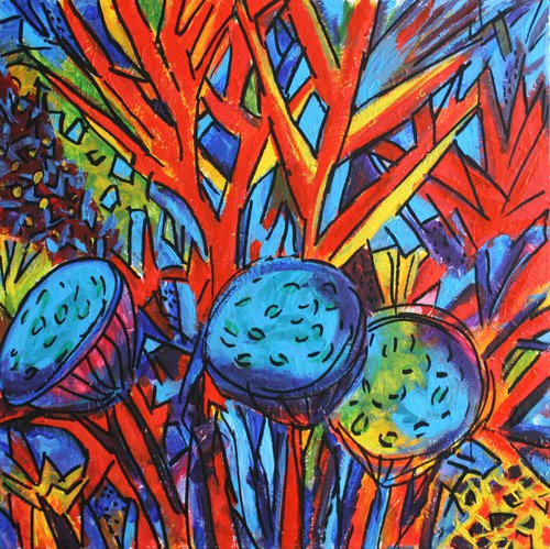 Floral Abstract Composition /  ORIGINAL PAINTING by Salana Art Gallery
