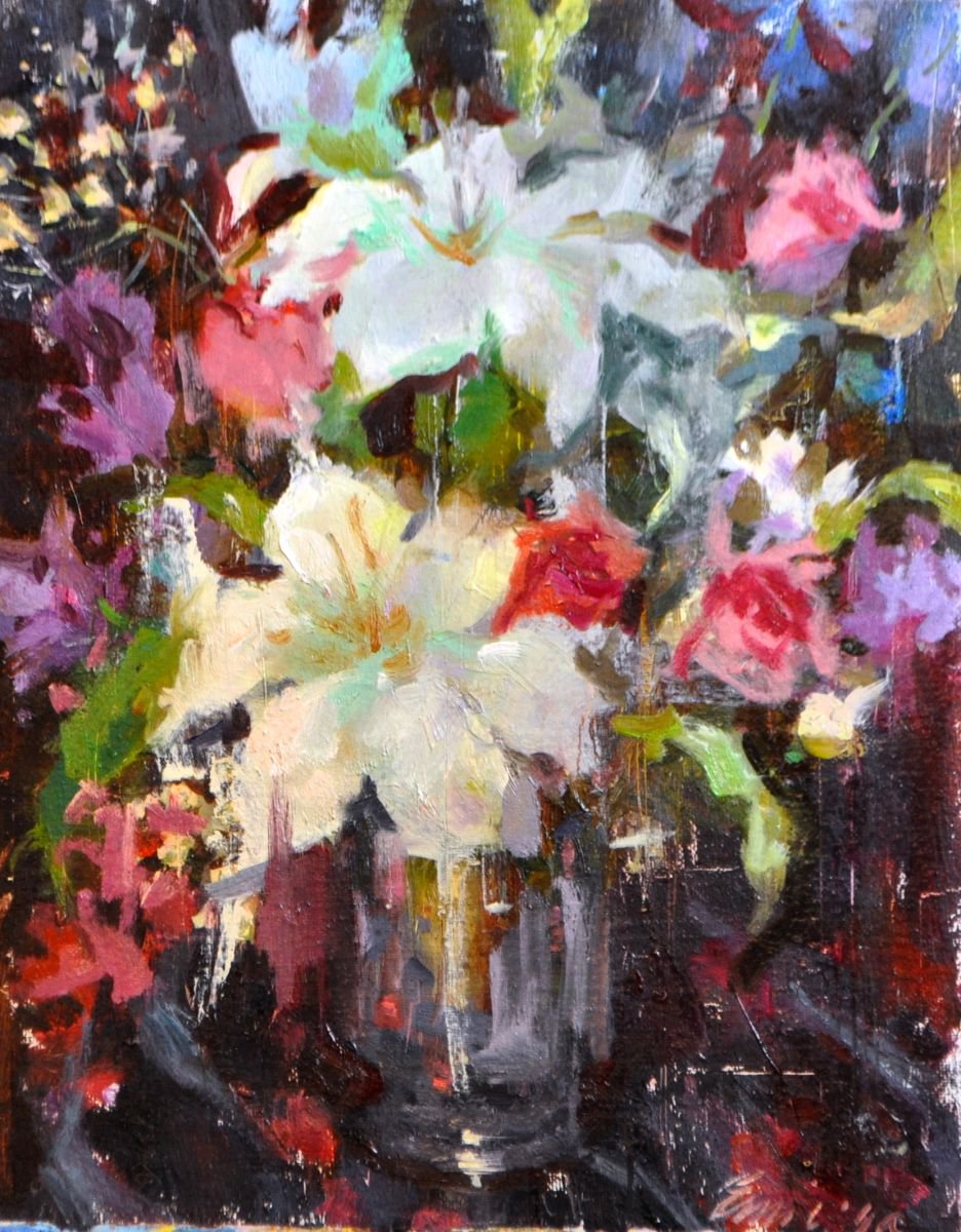 Flower Rain (2016) Oil painting by Emiliya Lane | Artfinder