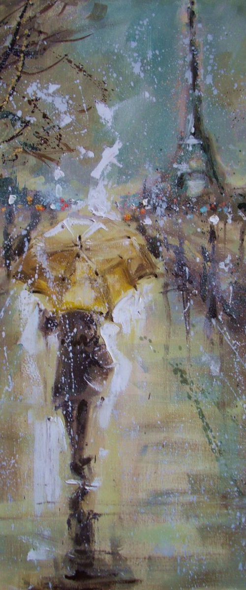 " MAGIC NIGHT IN PARIS ... " original oil painting PALETTE KNIFE by Monika Luniak