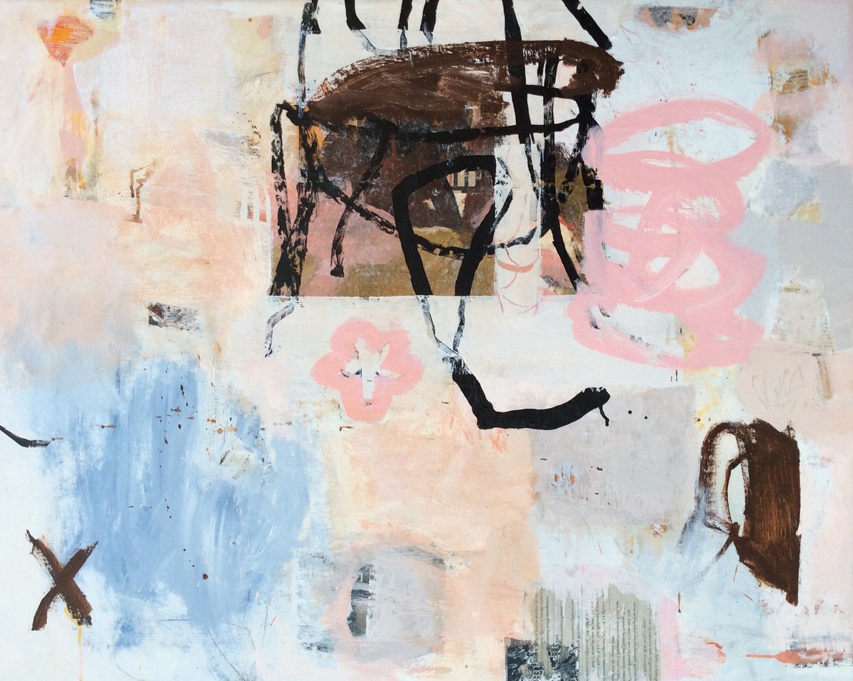 Abstract Acrylic Painting By Linda Coppens, 39 X 31", Poetry Of Life 16, Original Artwork