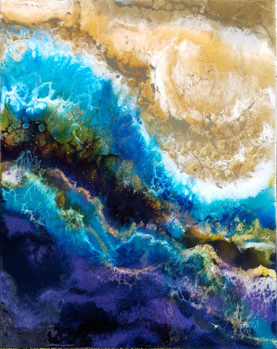 Coral reef - fluid resin original abstract painting by Viktoria Lapteva