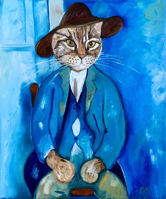 Troy The Cat  Little Peasant  inspired by  portrait  ( 1918) of Amedeo Clemente Modigliani