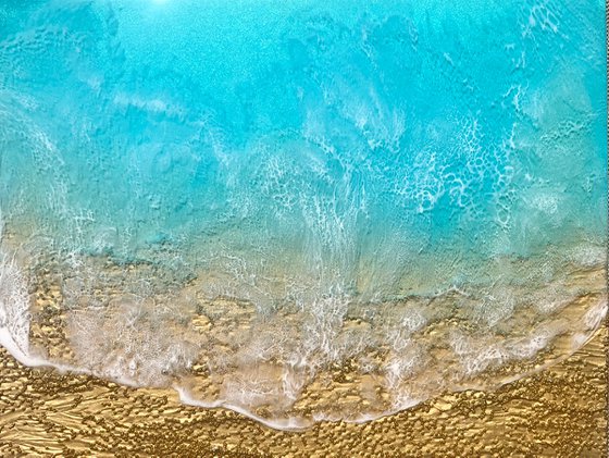 Teal Waves #36 Tropical Beach Painting
