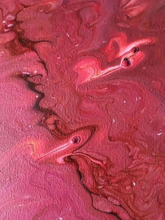 "Big Red" - FREE USA SHIPPING - Original Abstract PMS Fluid Acrylic Painting - 16 x 20 inches