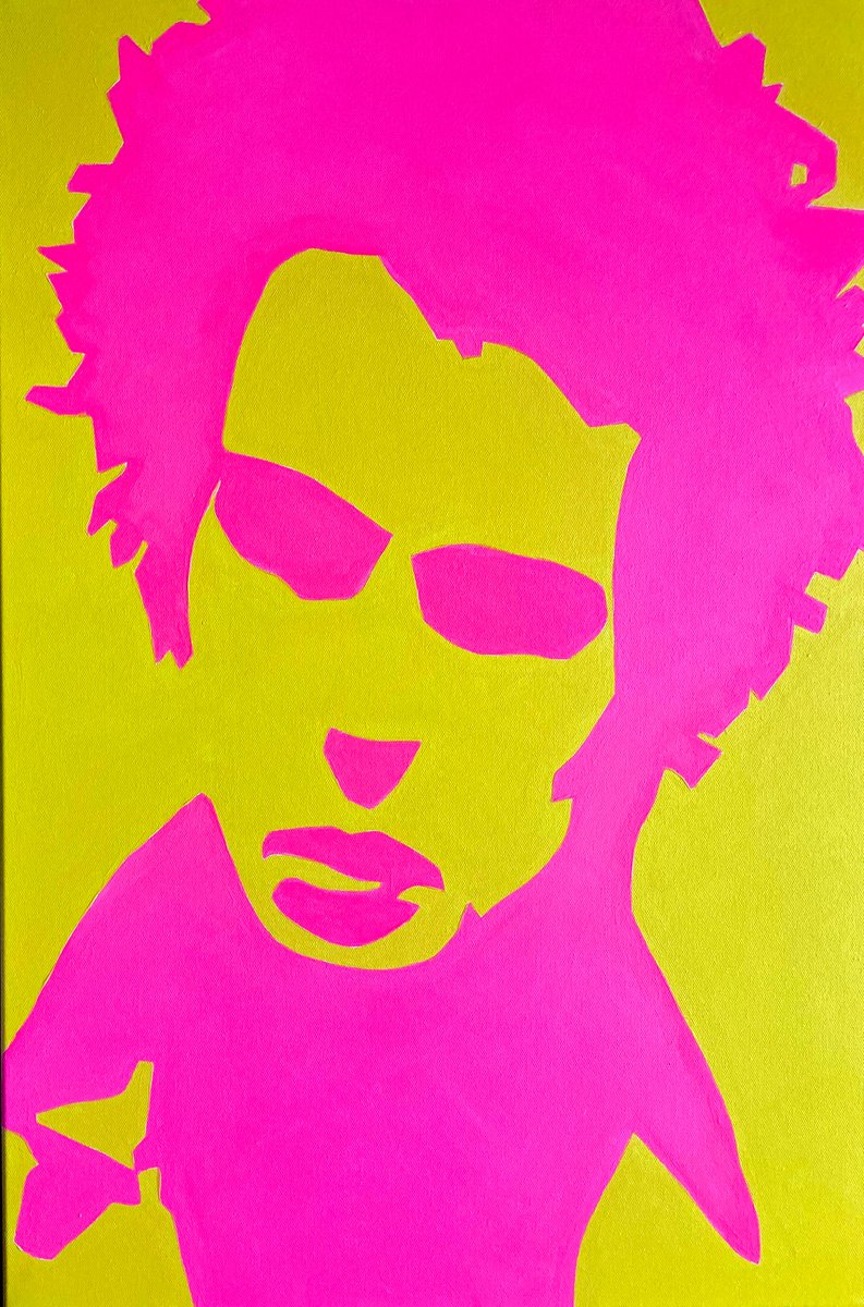 Original Sid Vicious Sex Pistols Pop Art Canvas Painting by Dominic Joyce