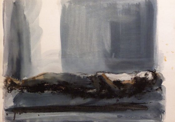 Woman lying on the Bed 63x45 cm