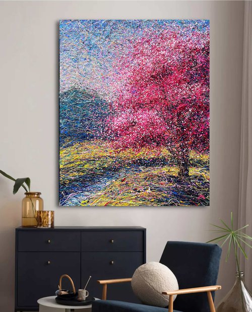 Your own path - Sakura Large landscape by Nadins ART