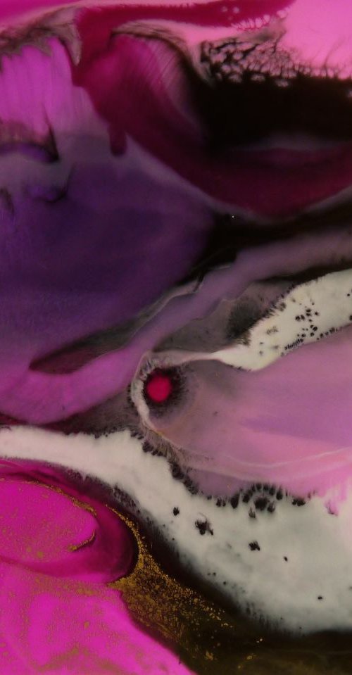 Abstract acrylic ink and epoxy resin - Pink Wave 2 by Irina Rumyantseva