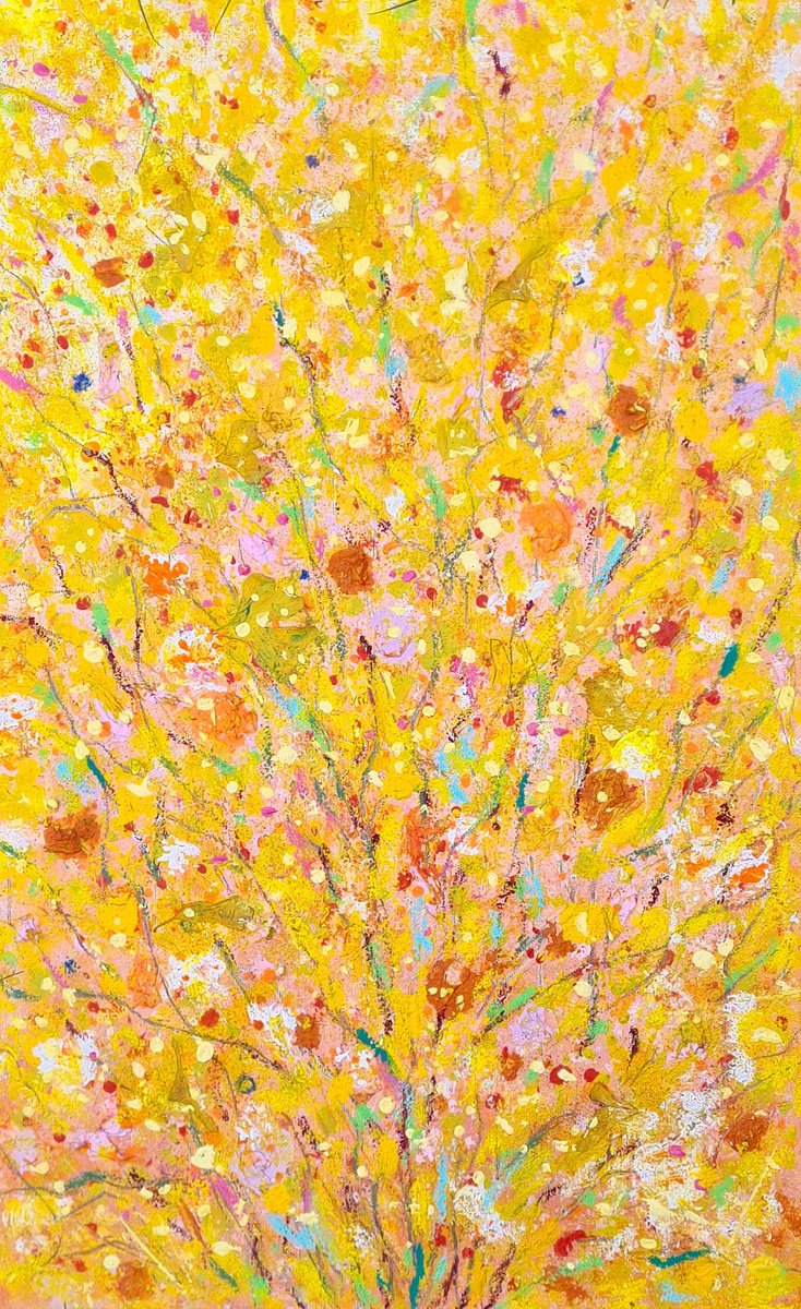 Expressive Abstract Painting By Marian Gorin, 15 X 24", Ascetic Eves V, Original Artwork