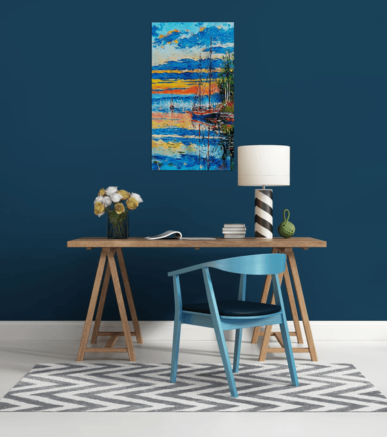 Harbor in Blue and Fire