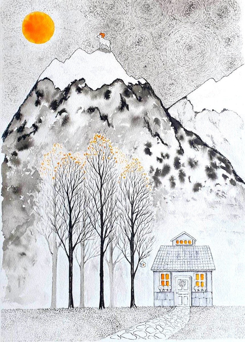 Illustrative Ink Drawing , The Way Hope Builds His House By Marian Gorin, 10 X 14, Artwork For Sale On Artfinder