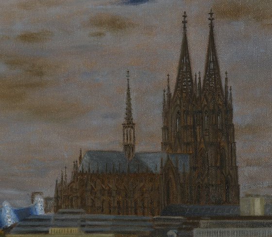 Moonlit night over Cologne