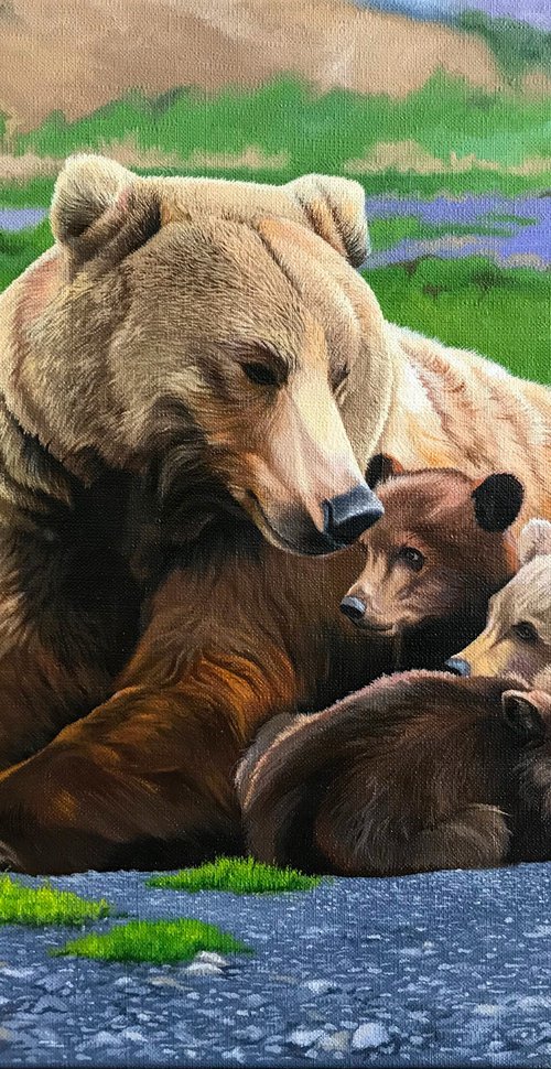 She-bear with cubs by Kakajan Charyyev