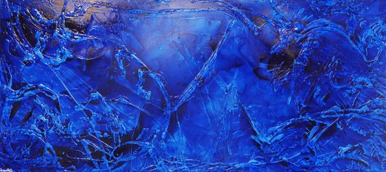 Blue Alone Huge 270cm x 120cm texture Abstract painting