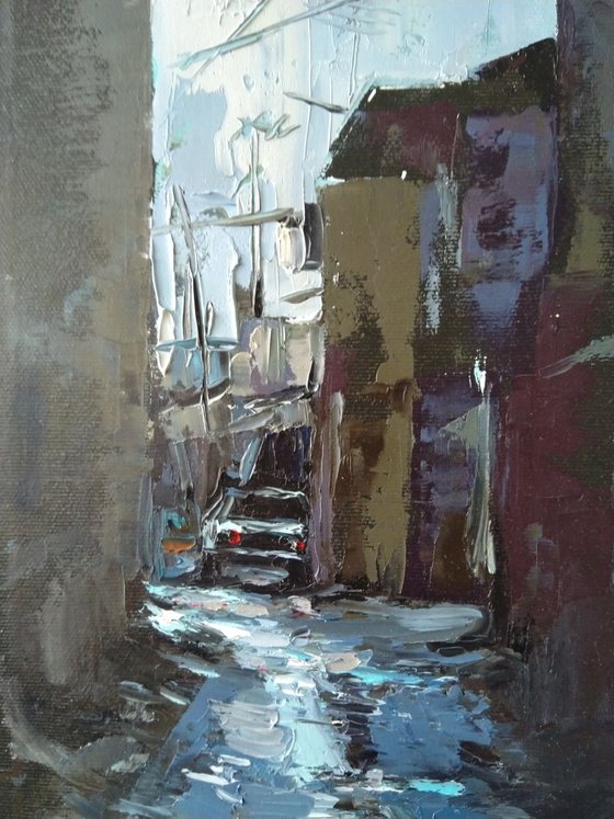 Cityscape(22x42cm, oil painting, ready to hang)