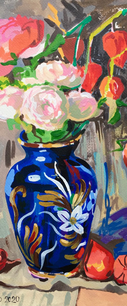 Roses and Physalis by Ole Karako