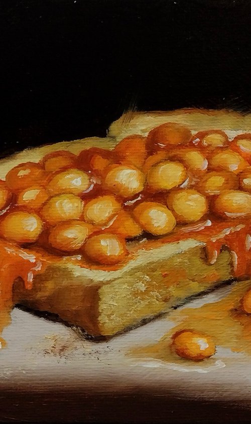 Beans on toast  still life by Jane Palmer Art