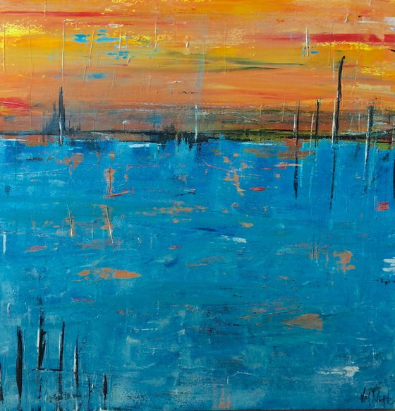 Solent Summer Sunset  30x30