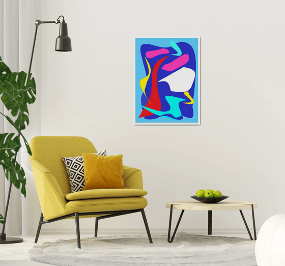 Abstract color red blue yellow white artmodern