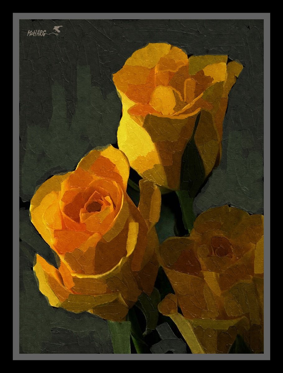 Impressionistic Painting , Three Roses By Joe Mcharg, 23 X 30, Artwork For Sale On Artfinder