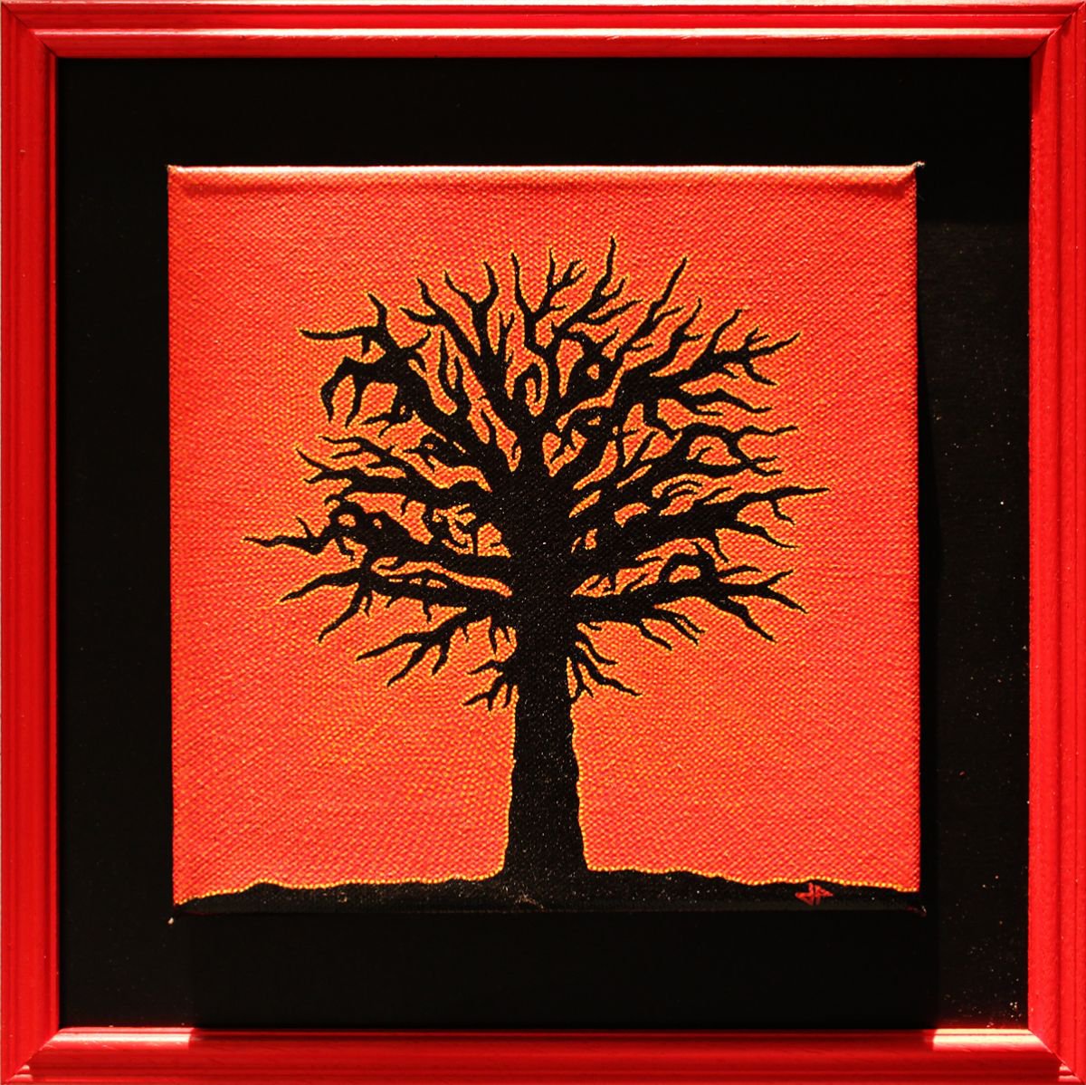 Abstract Botanical Painting By Jonathan Pradillon, 12 X 12, Red Sunset, Original Artwork