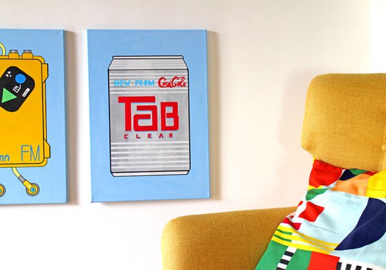 Tab Clear Coca Cola Can Pop Art Painting On A2 Canvas