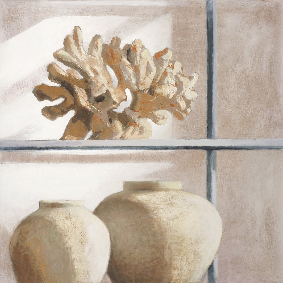 Impressionistic Botanical Oil Painting By Bo Kravchenko, 24 X 24, Sea Shelf, Original Artwork