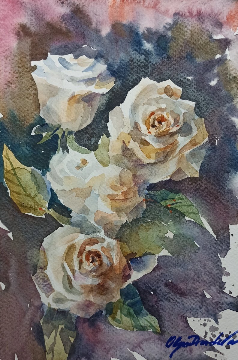 White roses by Olga Drozdova