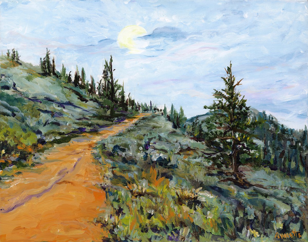 Impressionistic Landscape Acrylic Painting By Annette Wolters, 14 X 11, The Buttes Passage, Original Artwork