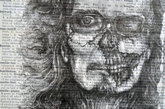 Tony Iommi Like a Zombie - Collage Art on Large Real English Dictionary Vintage Book Page